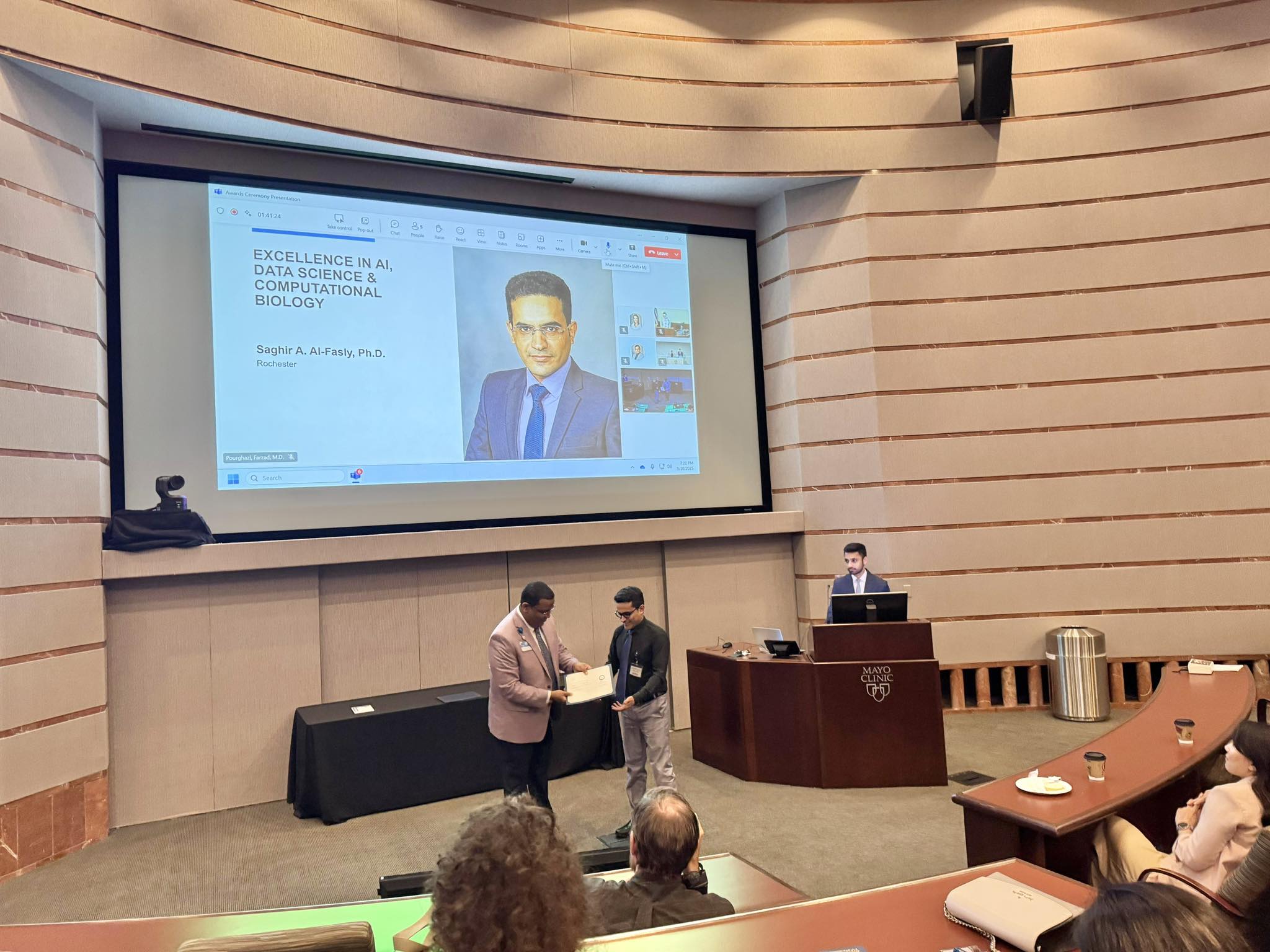 Excellence Award in AI, Data Science, and Computational Biology, Mayo Clinic 2025